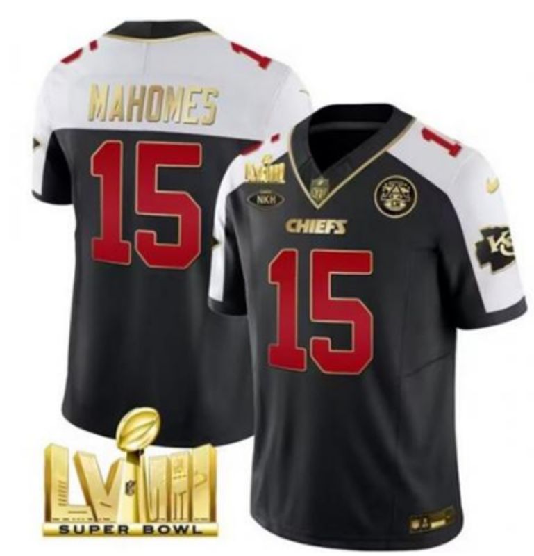 Men Kansas City Chiefs 15 Mahomes Black Thanksgiving three generations 2024 Nike Vapor Limited NFL Jersey